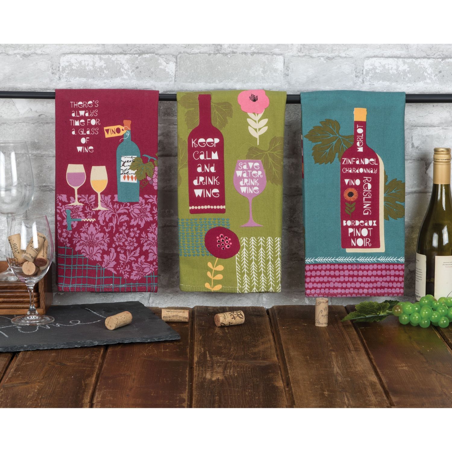 KD Wine Time Assorted Dual Purpose Terry Towel