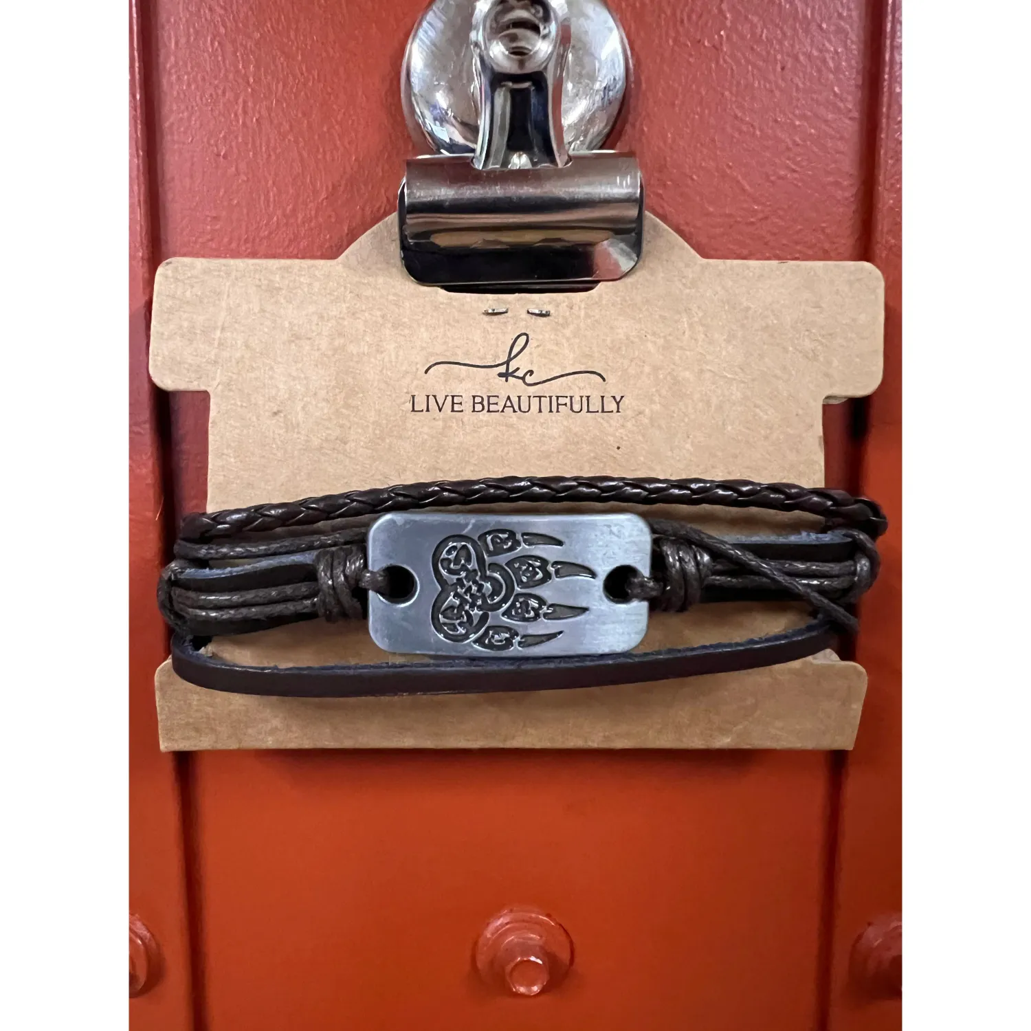 Live Beautifully Leather Bracelet - Claw