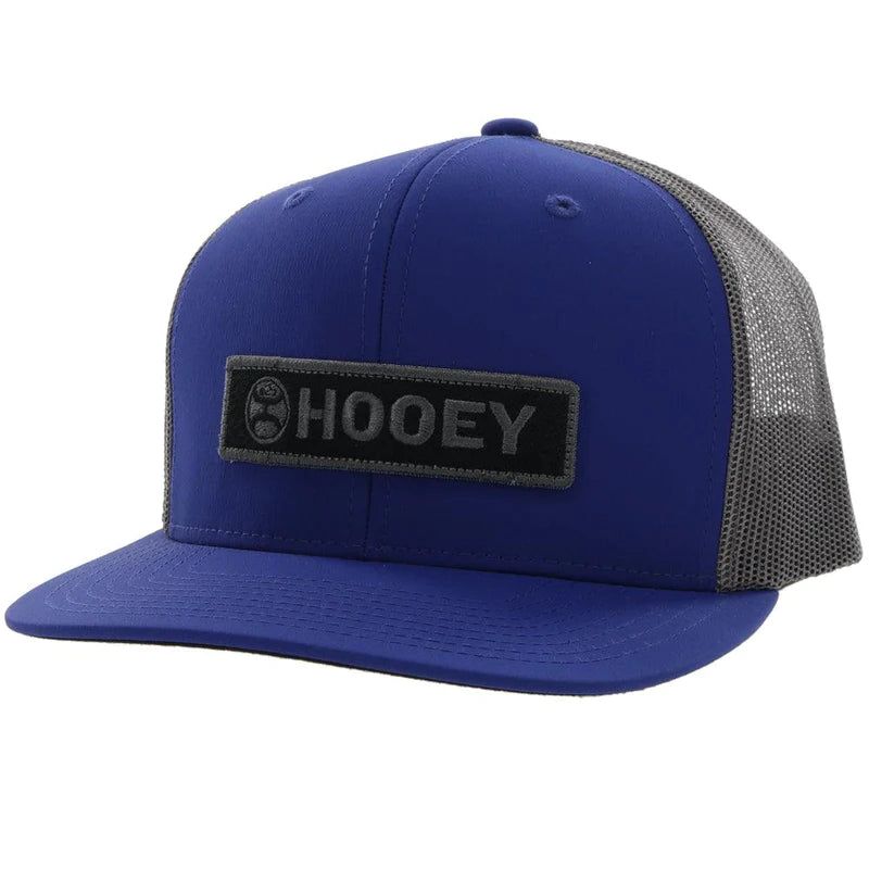 Lock Up Hooey Navy/Grey 6 Panel Trucker w/Black Grey Rectangle Patch