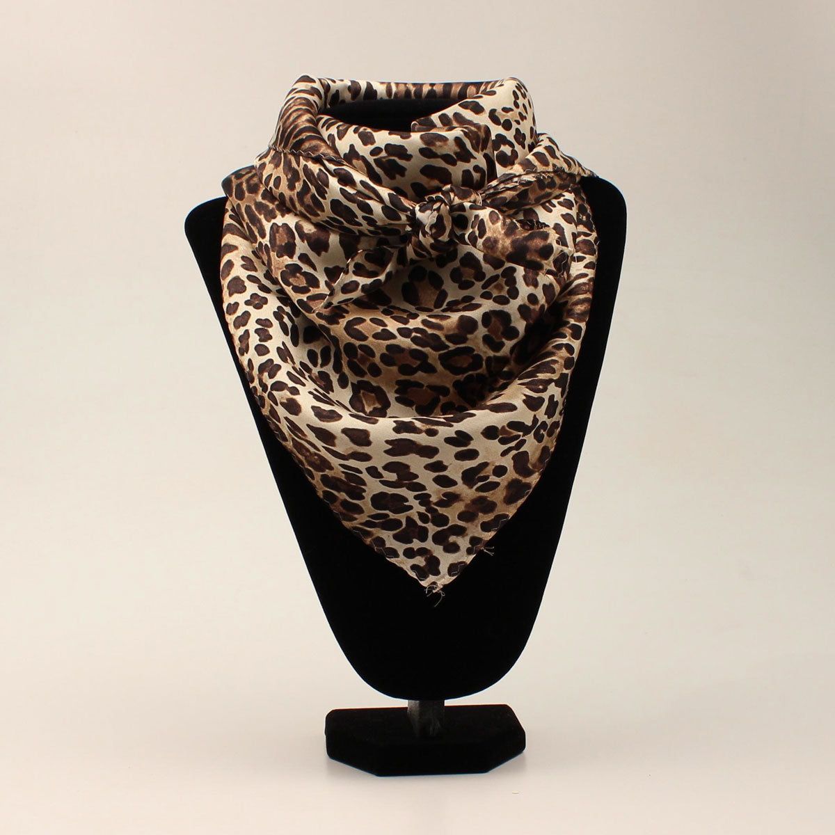 M&amp;F 33x33 Silk Leopard Print Wild Rag - Brown