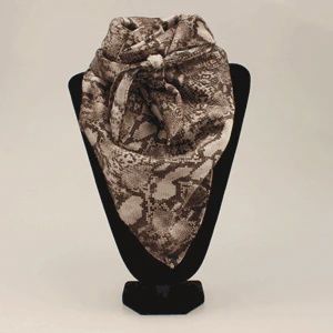 M&amp;F 33x33 Silk Snakeskin Print Wild Rag - Grey/Black
