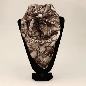 M&amp;F 33x33 Silk Snakeskin Print Wild Rag - Grey/Black