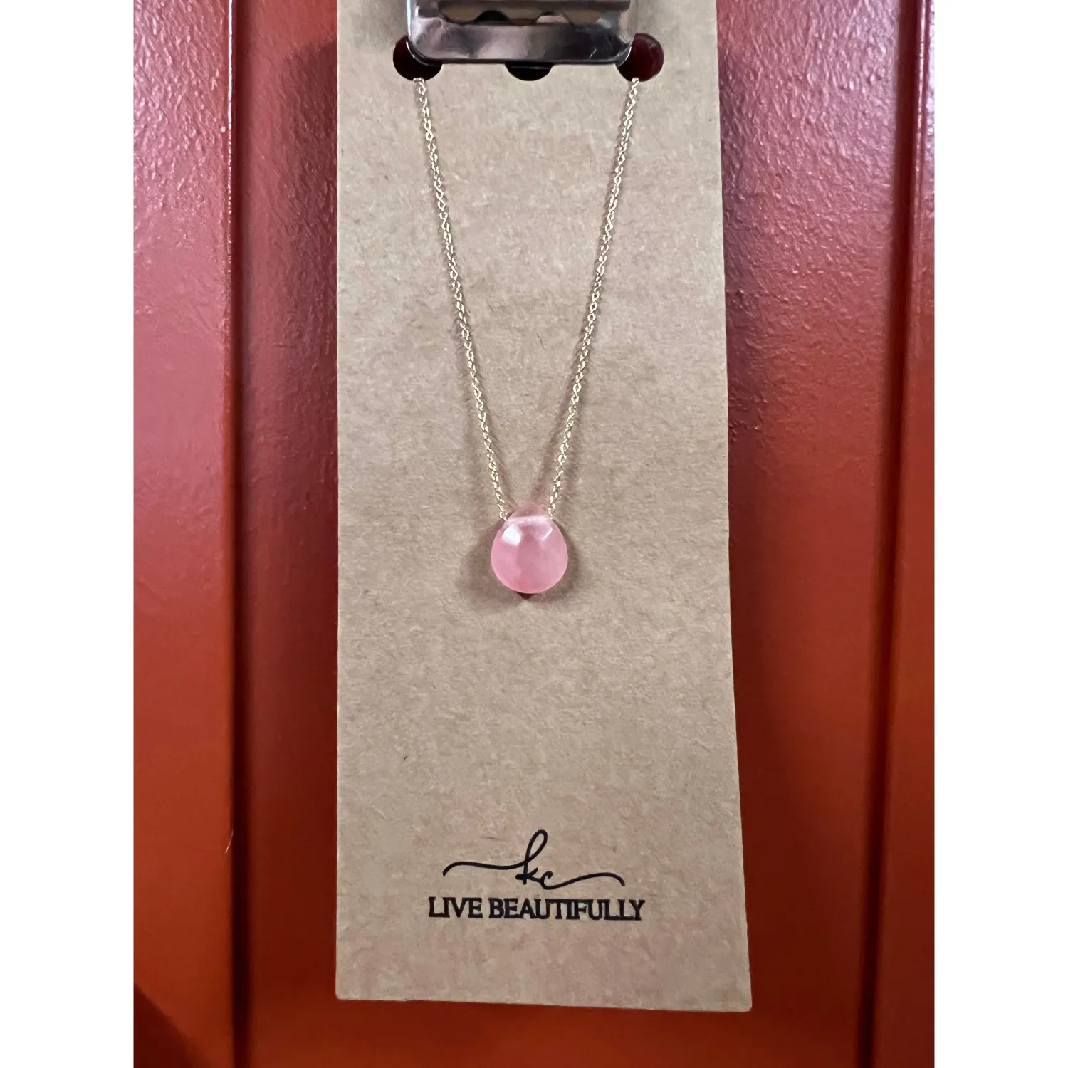 Live Beautifully Necklace - Pink Stone