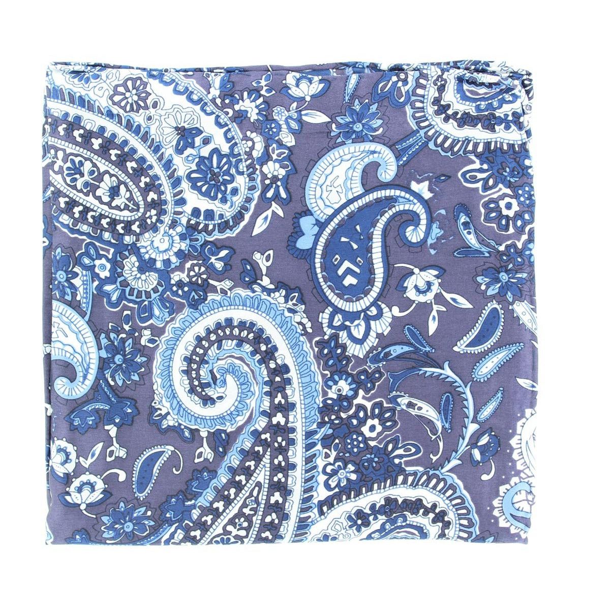 M&amp;F 100% Silk 33x33 Paisley Wild Rag - Blue