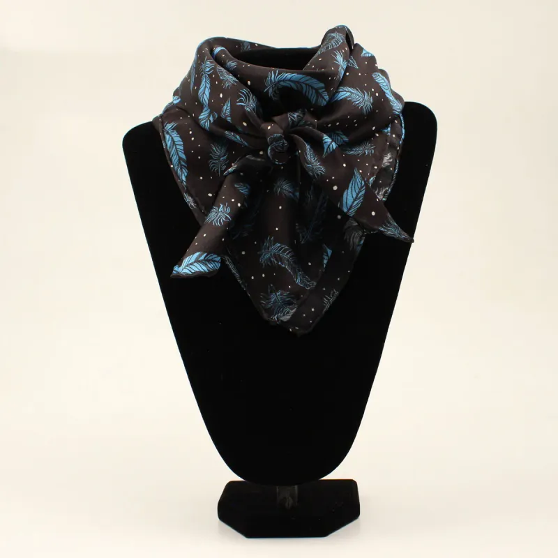 M&amp;F 33x33 Silk Feather Wild Rag - Navy &amp; Blue