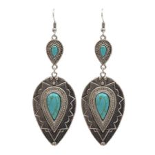 M&amp;F Antique Silver Inverted Teardrop Earrings