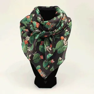 M&amp;F 33x33 Silk Cactus Wild Rag - Black