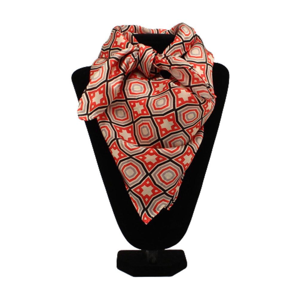 M&amp;F 33x33 Silk Geometric Wild Rag - Red/Black/Grey