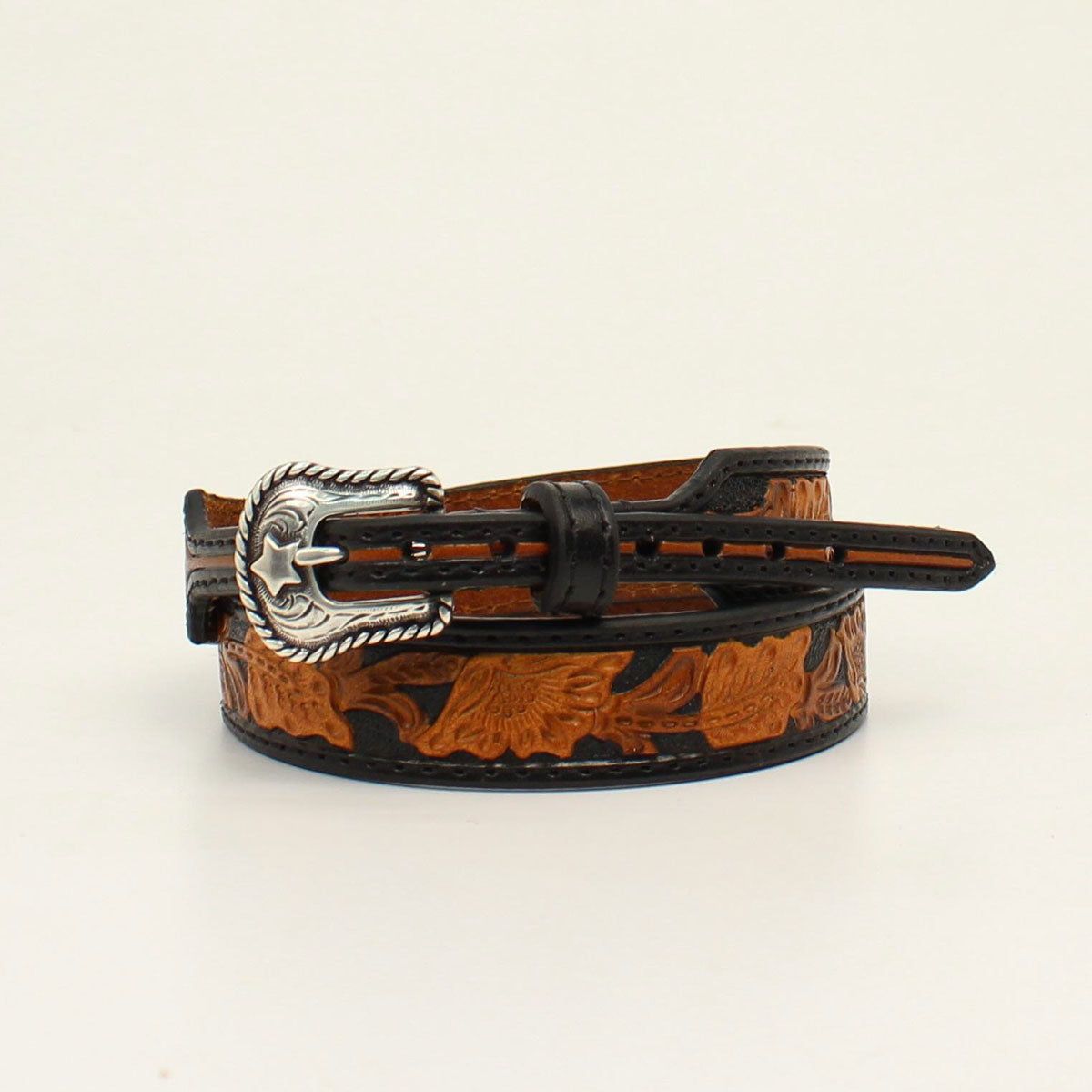 M&amp;F Floral Embossed Hat Band - Black/Tan