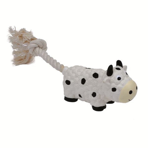 Li'l Pals Latex &amp; Rope Toy Cow White