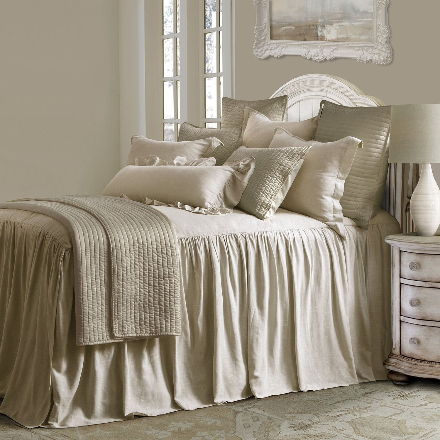 Luna Bedspread Set, Super Queen Lt. - Tan