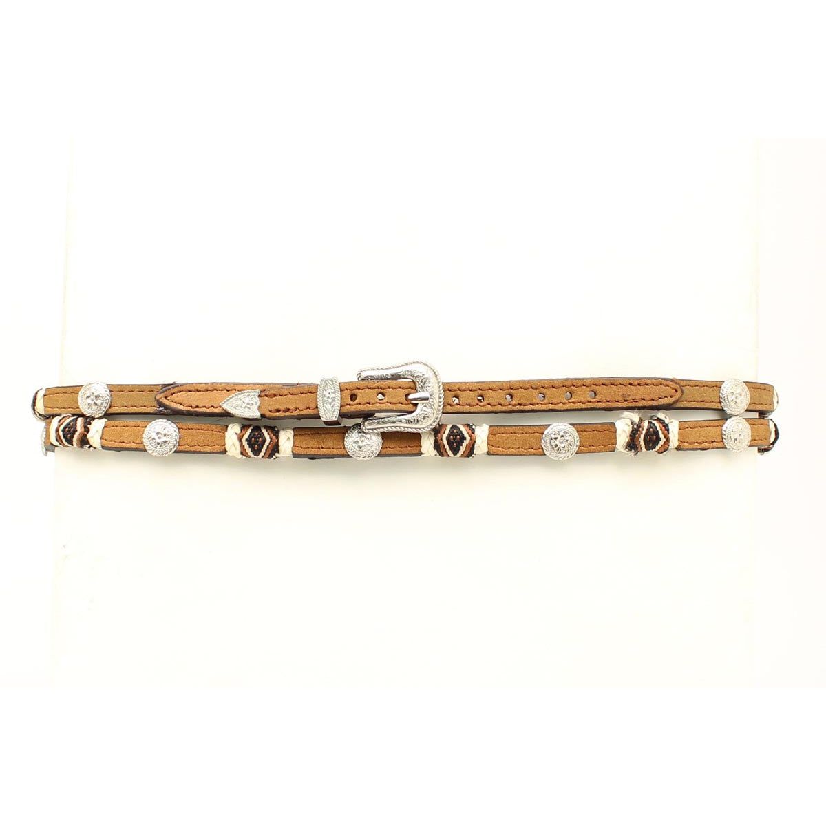 M&amp;F Concho Rawhide Hat Band - Brown