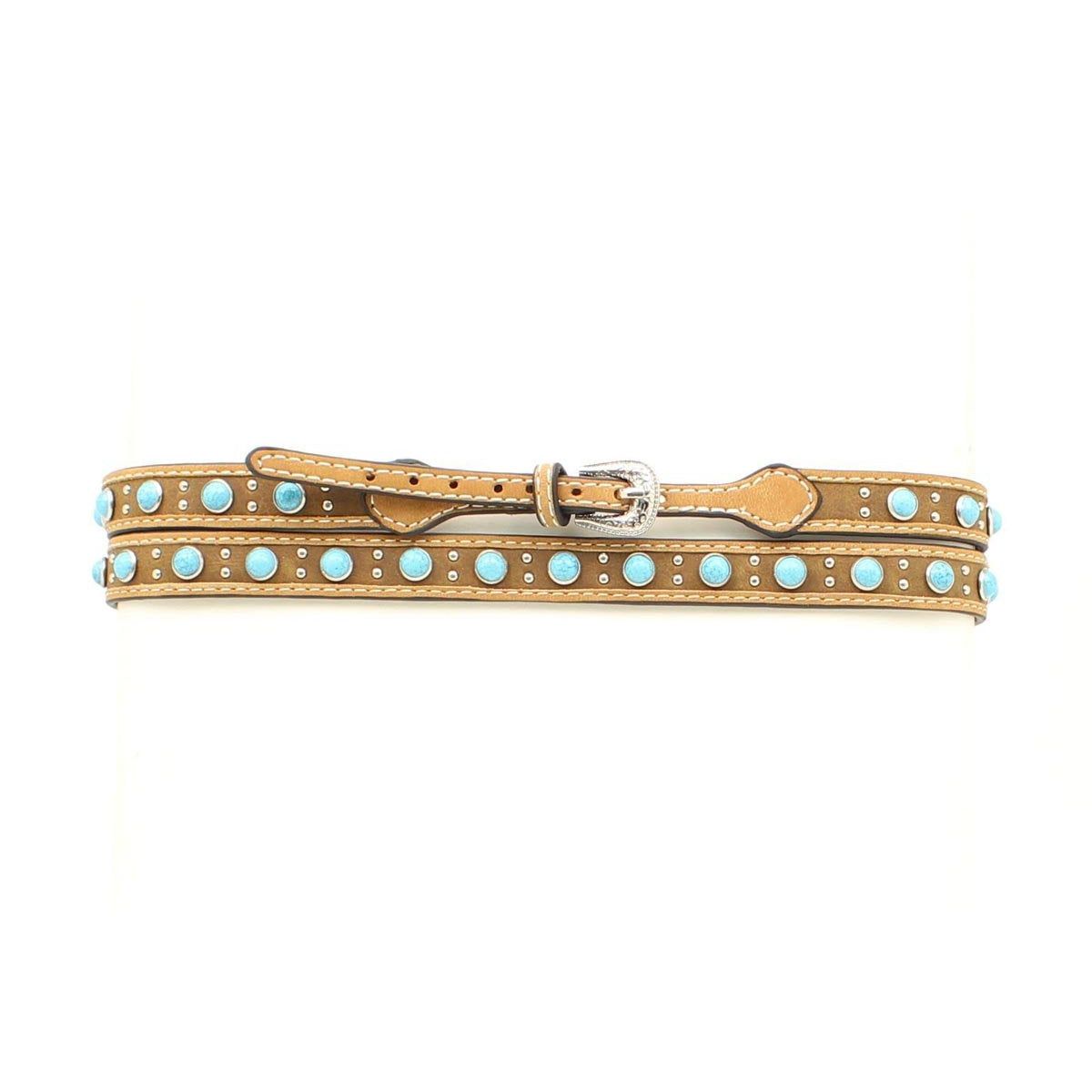 M&amp;F Turquoise Stone Hat Band - Distressed Medium Brown