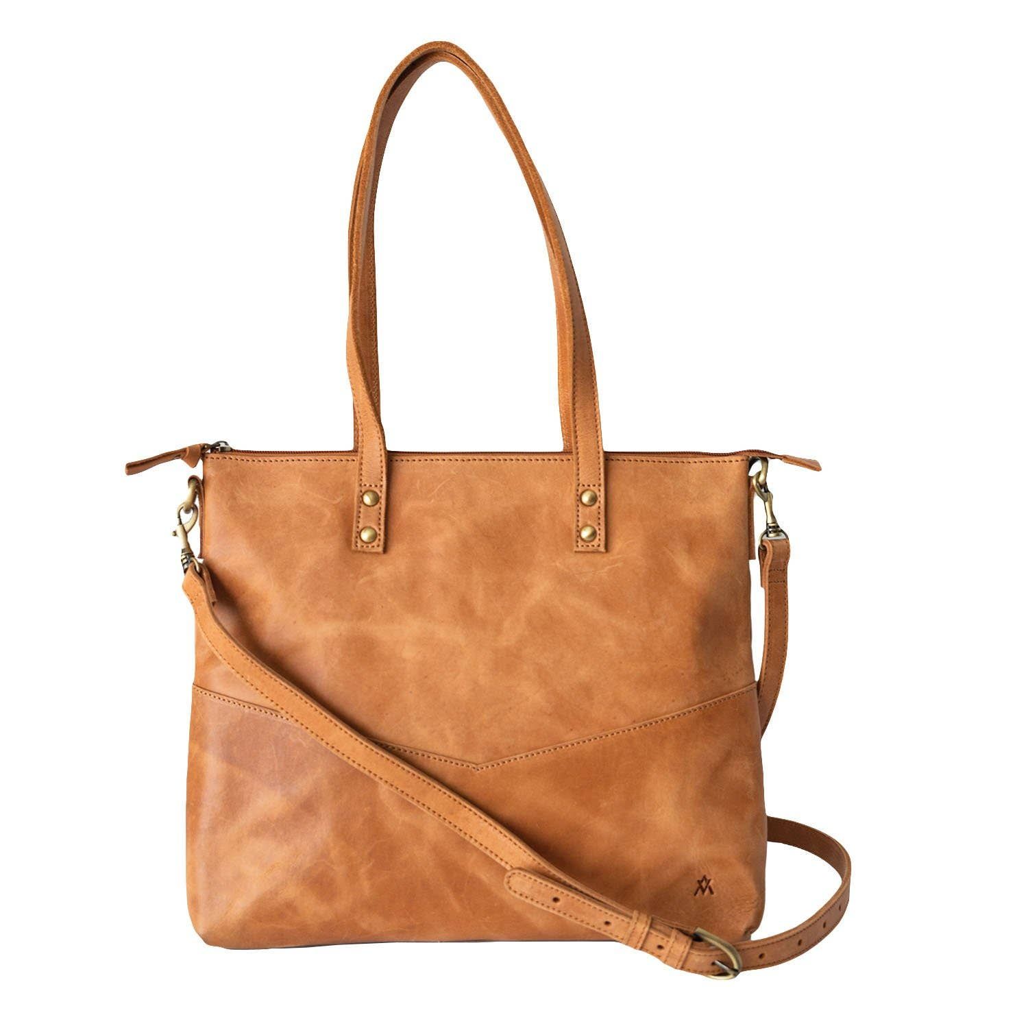 Mid Sized Zipper Tote Camel