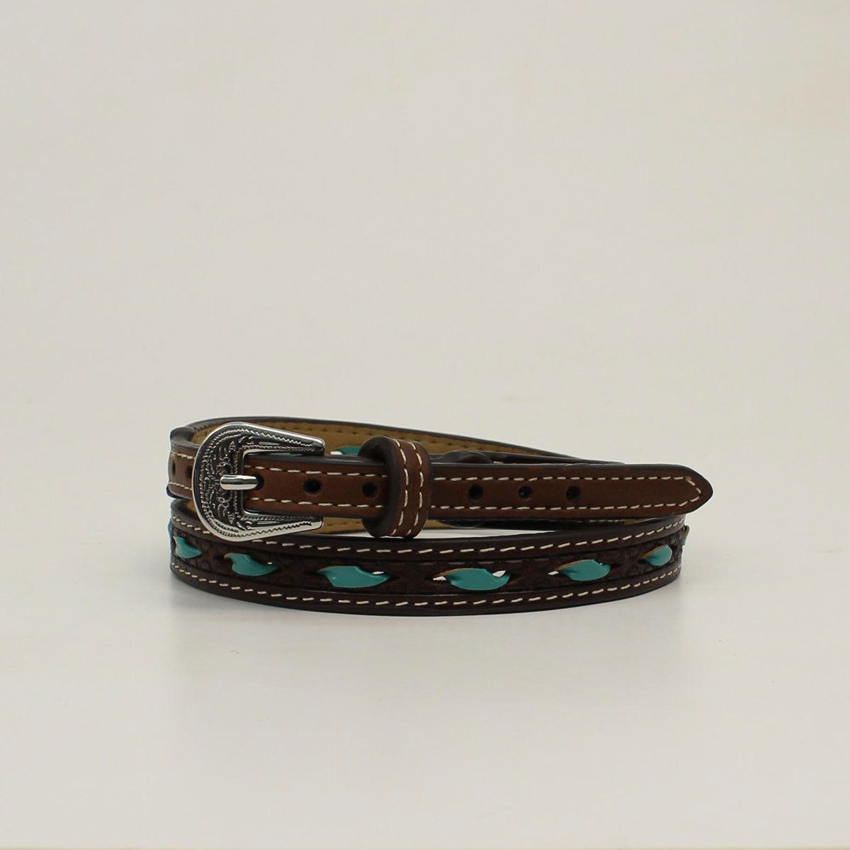 M&amp;F Turquoise Rawhide Hat Band - Brown