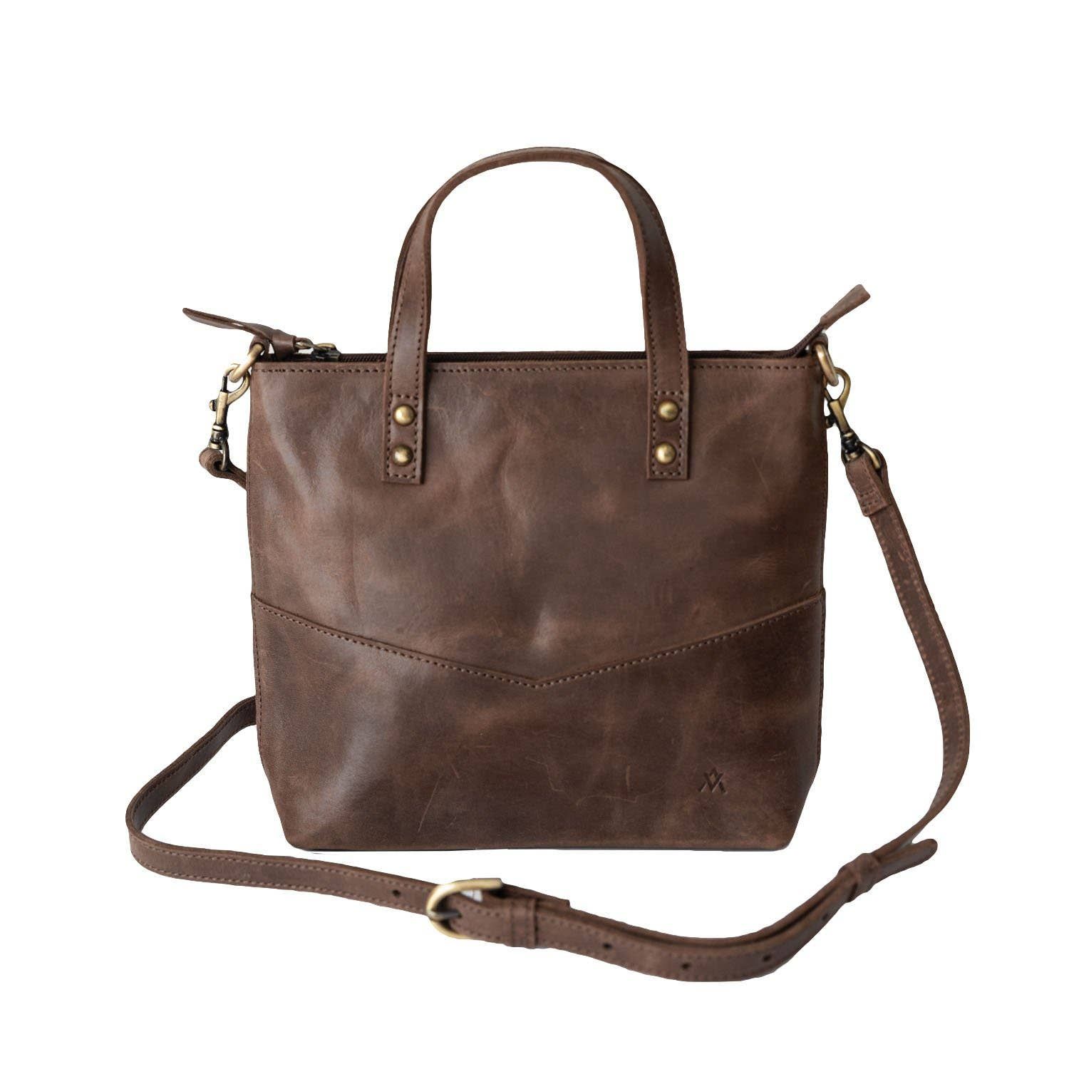 Mini Tote Crossbody Brown