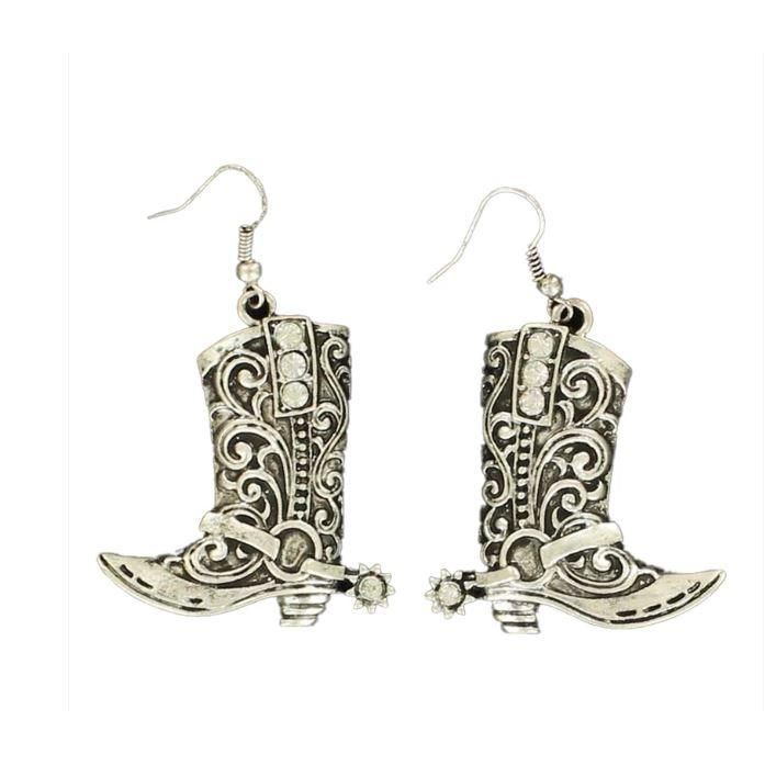 M&amp;F Silver Drop Boot Earrings