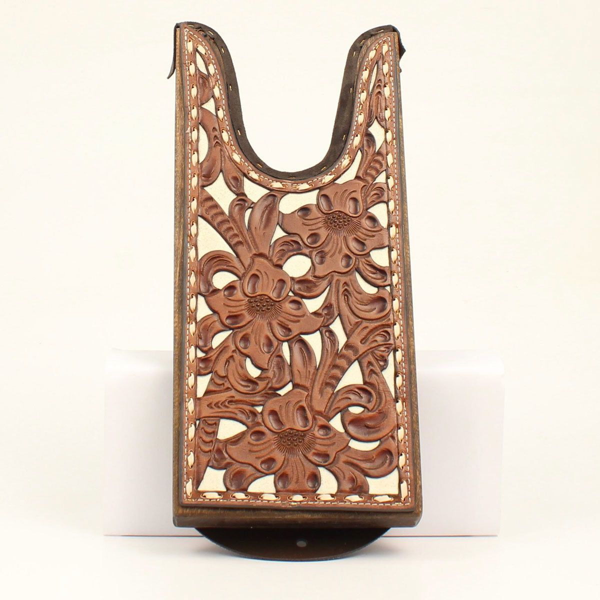 M&amp;F Western Products Boot Jack Floral Embossed Brown with Ivory Underlay