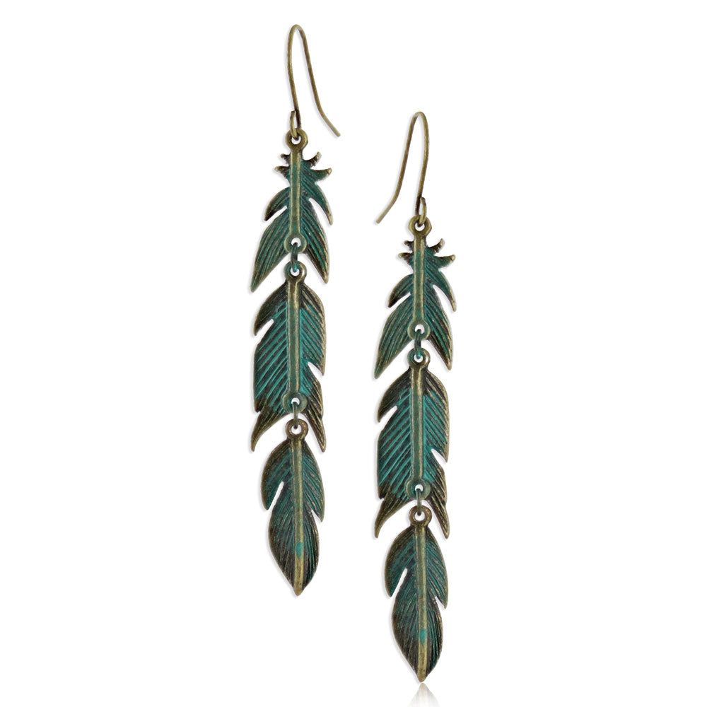 Montana Silversmith Dangling Teal Feather Earrings