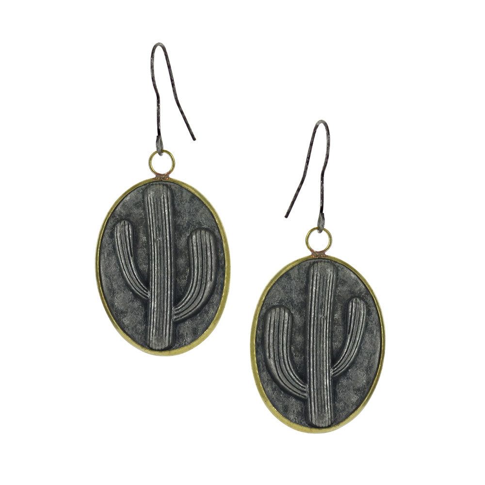 Montana Silversmiths Earrings Antiqued Cactus