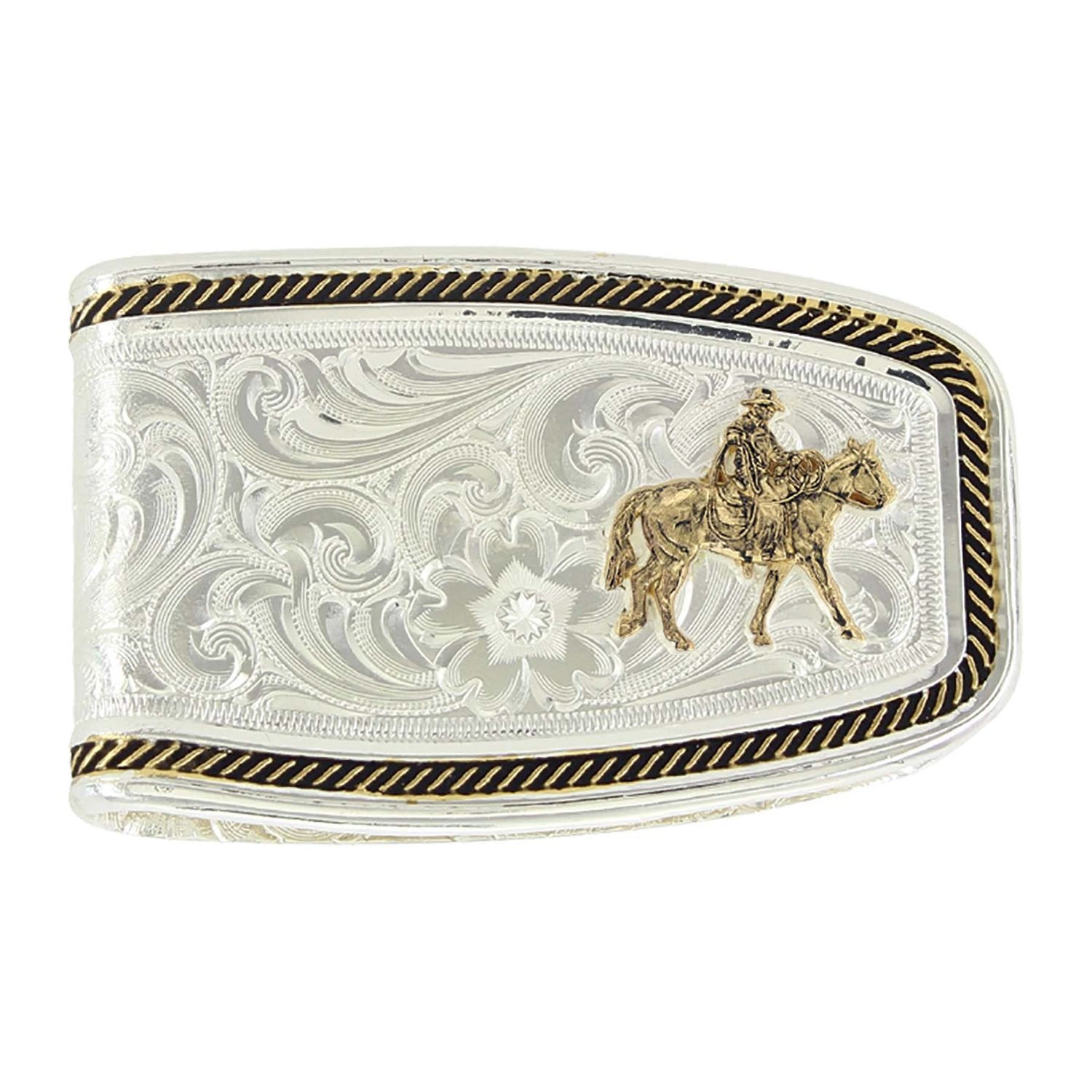 Montana Silversmith Two Tone Softly Roped Money Clip w/Riding for the Brand