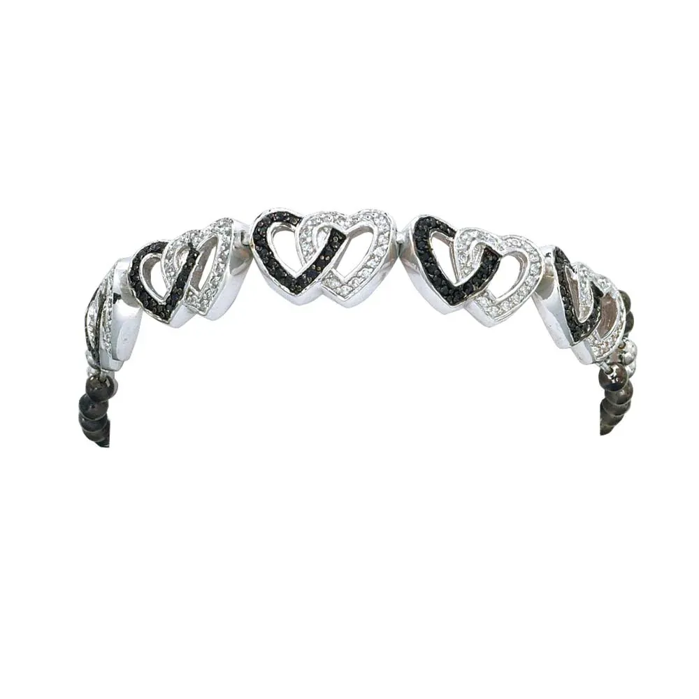 Montana Silversmiths Crystal and Black Double Heart Link Bracelet