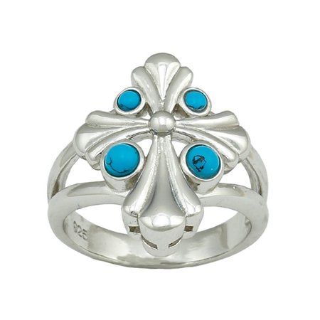Montana Silversmiths Cross &amp; Turquoise Ring Size 8