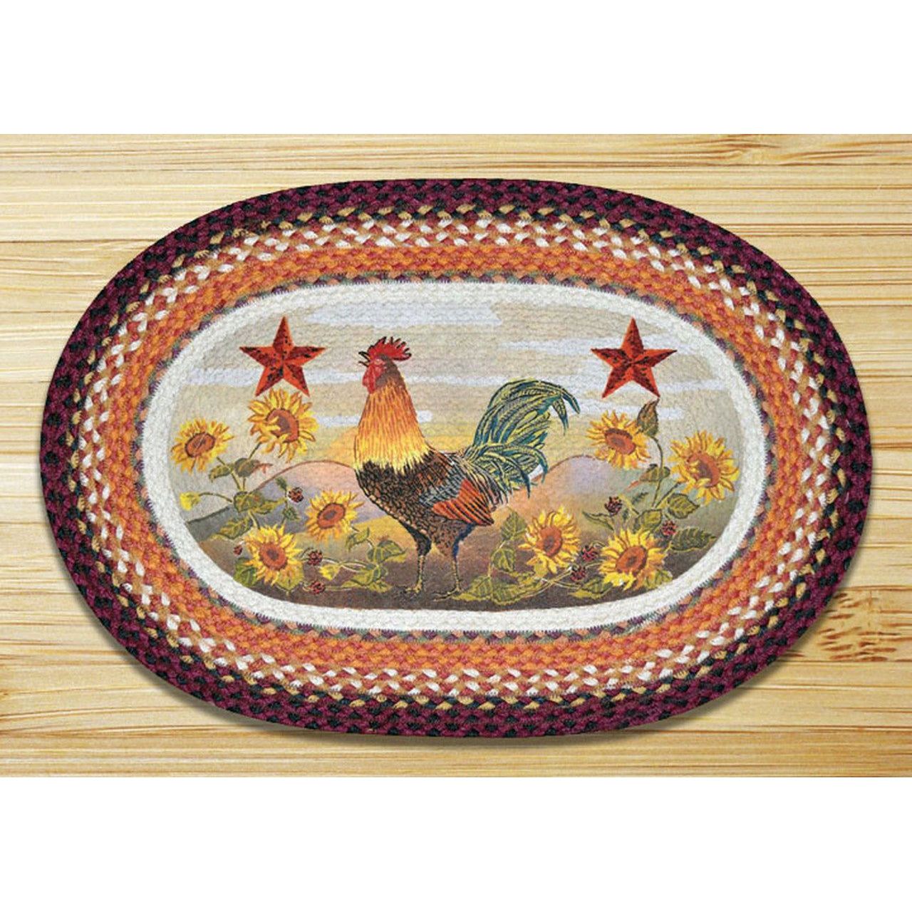 Morning Rooster Oval Patch Rug
