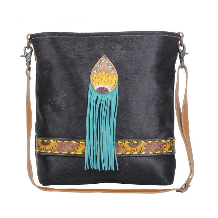 Myra Blue Candle Hand Tooled Bag