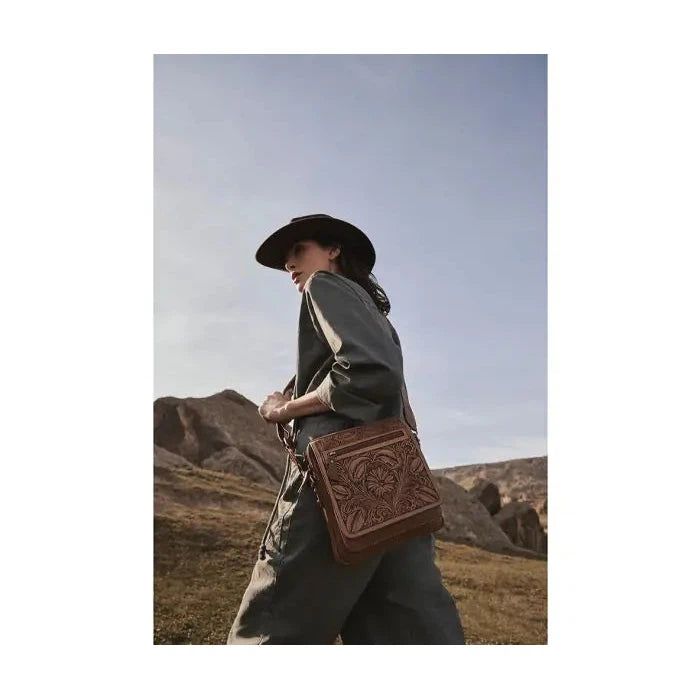 Myra Breeze Wind Small Hand-Tooled Bag