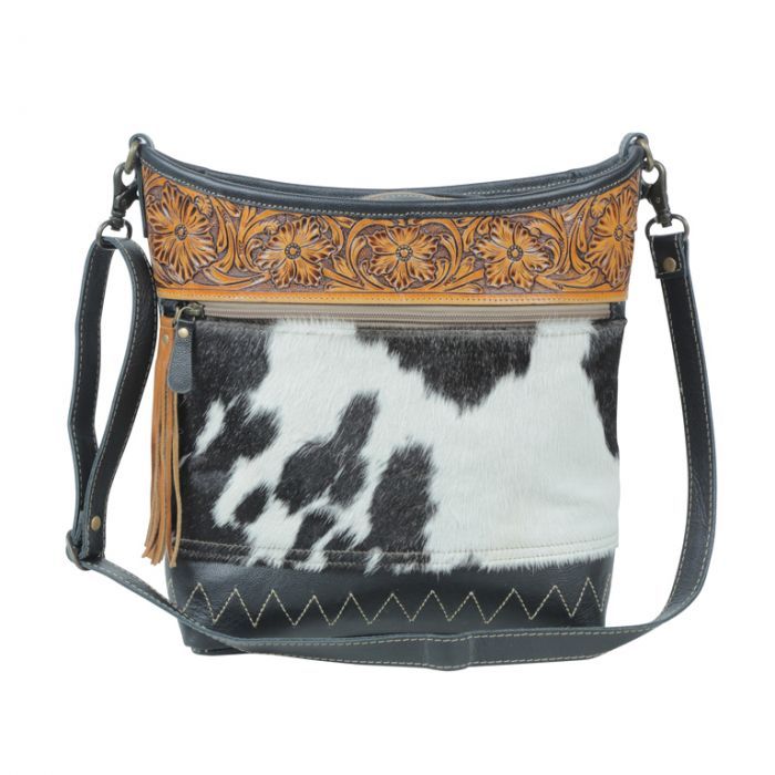 Myra Dark Lagoon Hand Tooled Bag