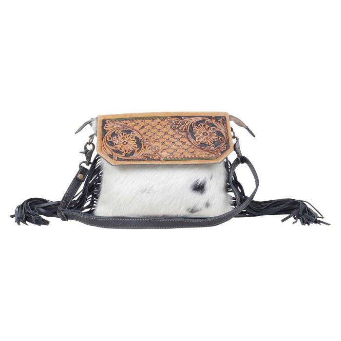 Myra Dark Rippled Hand Tooled Bag