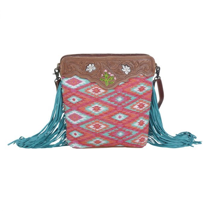 Myra Pantone Pink Hand Tooled Bag