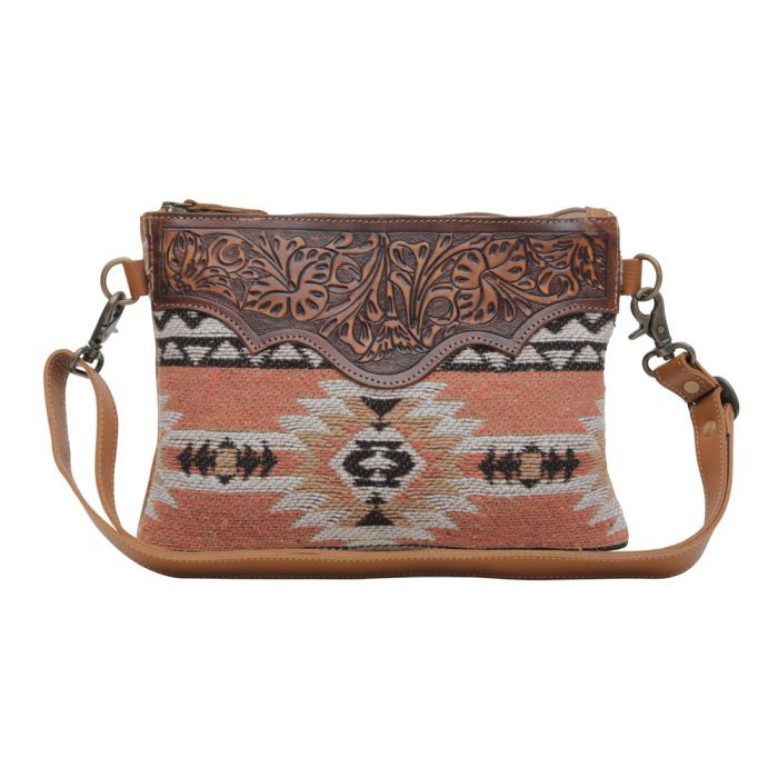 Myra Sansa Chevron Hand Tooled Bag
