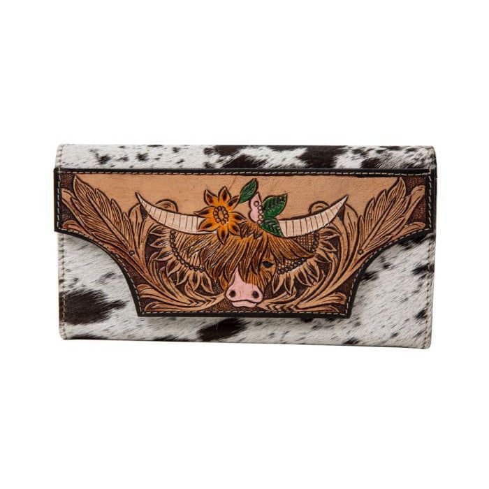 Myra Bloomin' Steer Hand Tooled Wallet