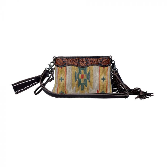 Myra Dazzling Yellow Hand-Tooled Bag
