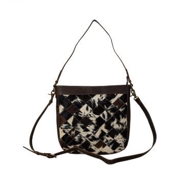 Myra Pecos Cross Weave Pattern Hand Tooled Bag