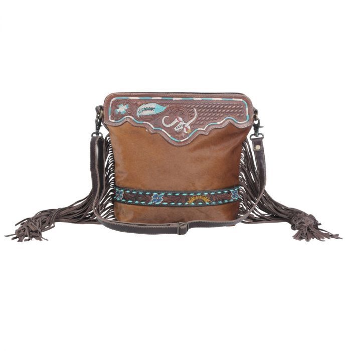 Myra Russet Statement Hand Tooled Bag