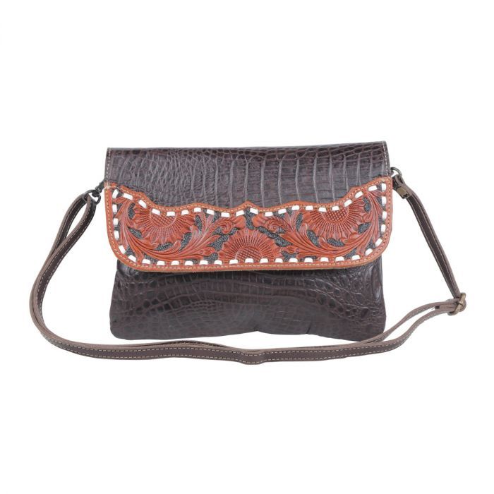 Myra Chocosplash Hand Tooled Bag