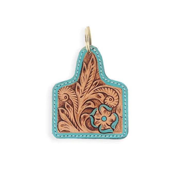 Myra Desert Spring Hand Tooled Leather Key FOB