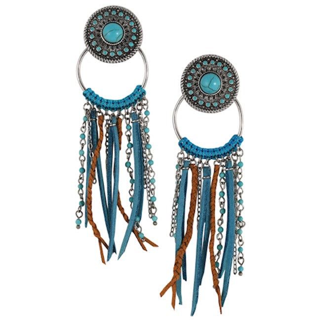 Necklace Circular Charms w/Suede &amp; Bead Accents