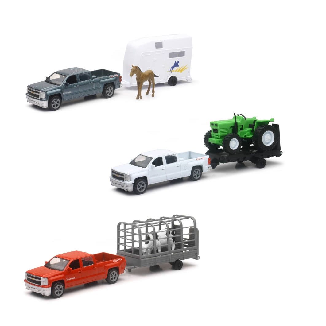 New Ray Toys 1:43 Chevy Pick Up With Farm Trailer