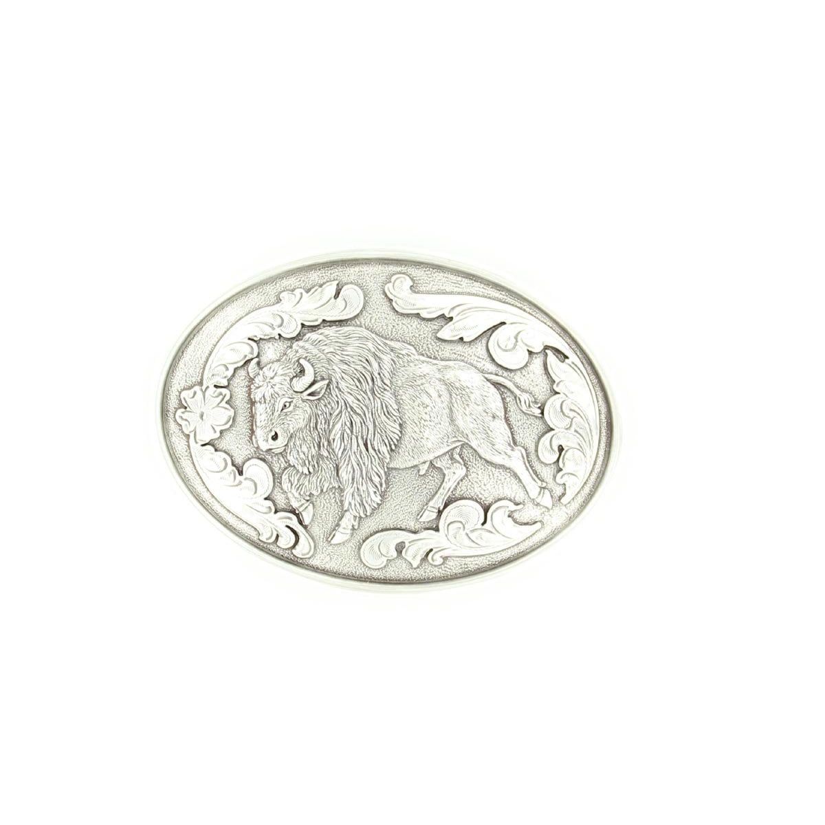 Nocona Men's Oval Running Buffalo Buckle - Silver