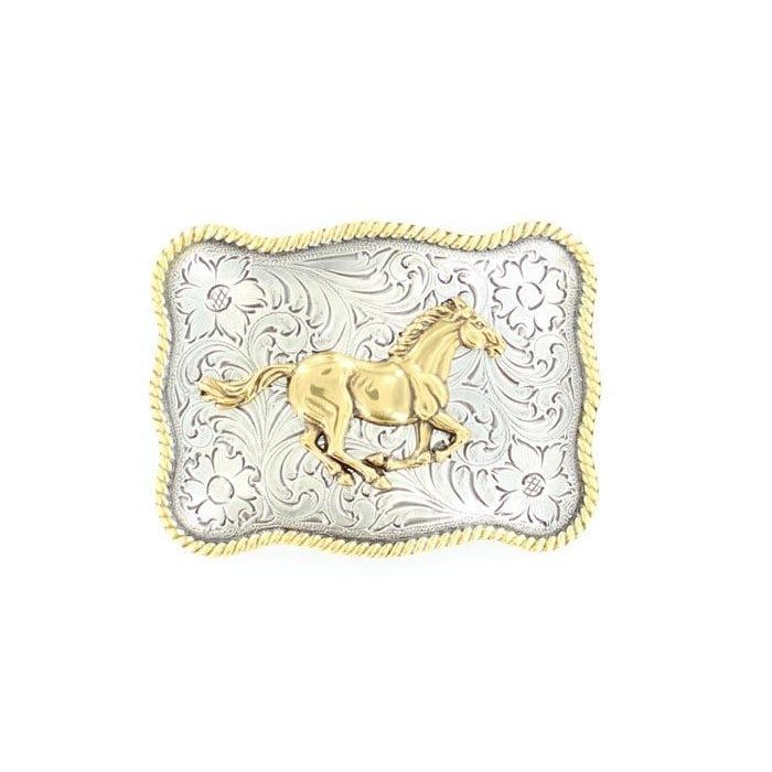Nocona Men's Rectangle Horse Buckle - Running Horse