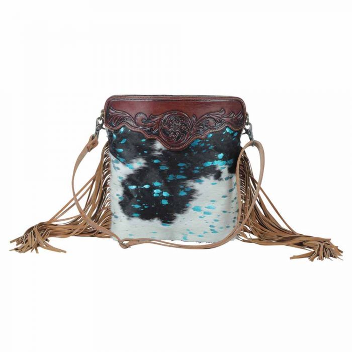 Myra Blue Moon Hand Tooled Bag