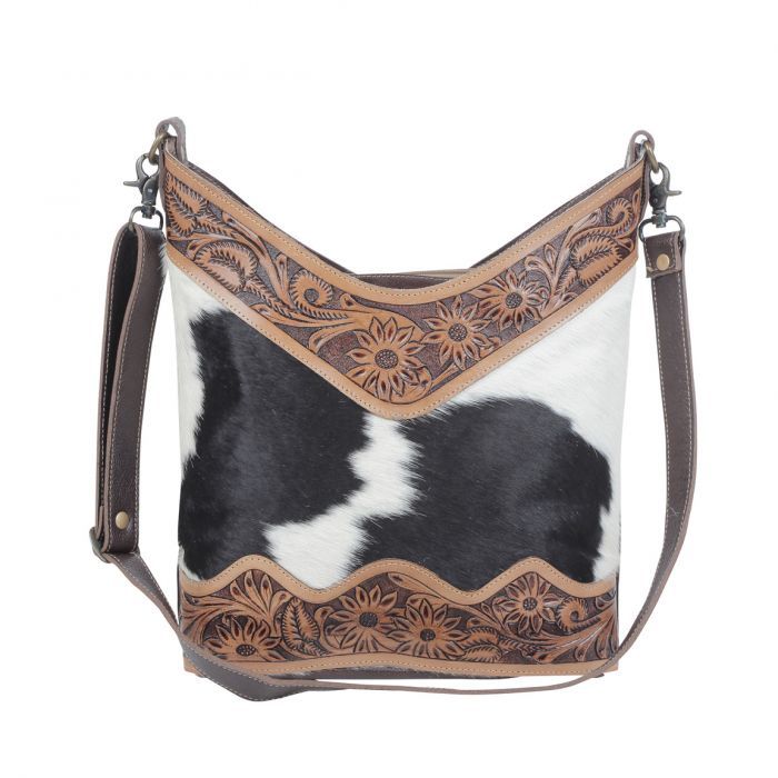 Myra Coco and Cream Hand Tooled Bag