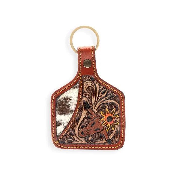 Myra Steerhead Pass Hand Tooled Key Fob