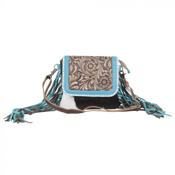 Myra Misty Bleu Hand Tooled Bag