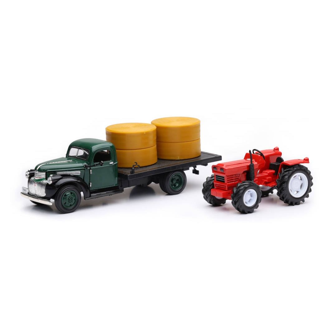 New Ray Chevy Flatbed w/Farm Tractor