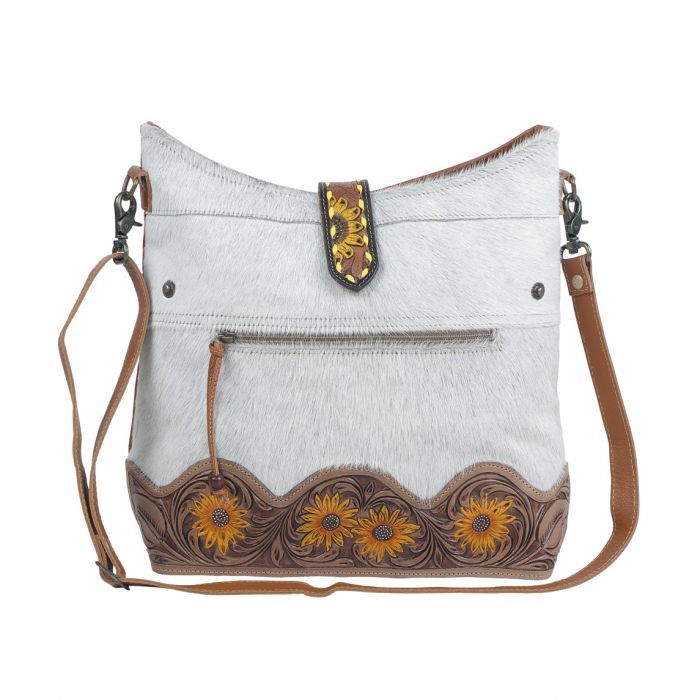 Myra Sunflowers Hand Tooled Bag